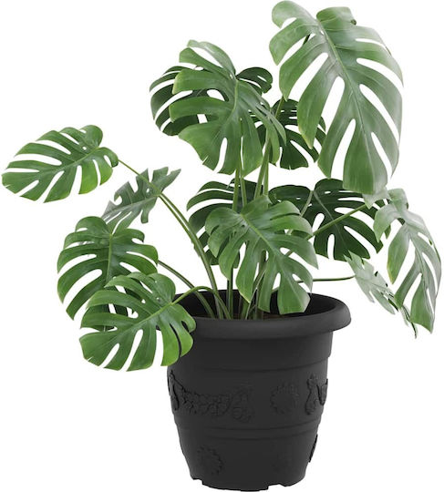 vidaXL Set of 6 Plastic Flower Pots Black 34x28cm