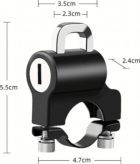 Zola Helmzubehör Anti-Diebstahl Schloss Lenkerhalter 20-24 Mm Haken Aluminiumlegierung Schwarz Silber