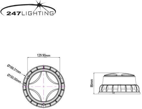 247LIGHTING Car Beacon LED 12V 16.9cm with Orange Lighting