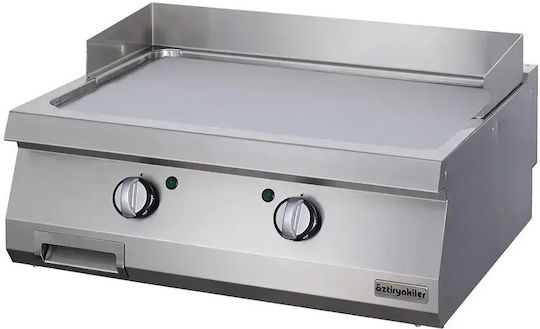Oztiryakiler Електрически Плоча За Готвене Хром 80x90x28см 12kW с Плоска Зъбна Плака