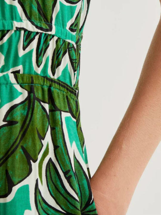 Summer Midi Shirt Dress Green