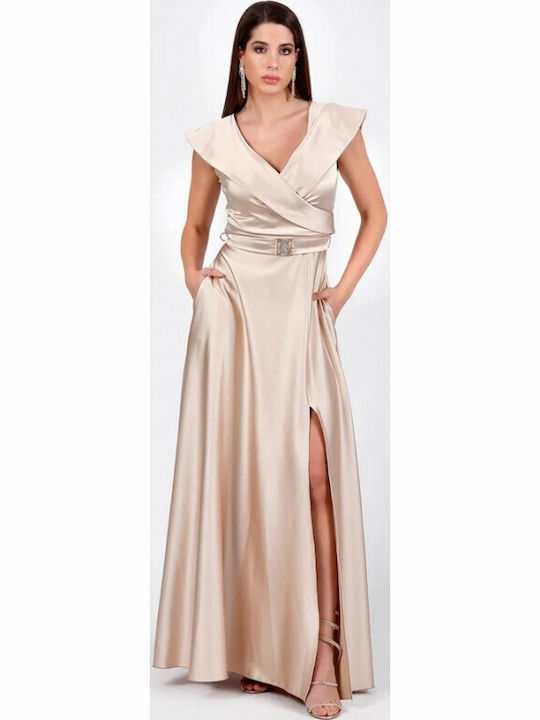 Maxi Dress for Wedding Christening Satin Vanilla