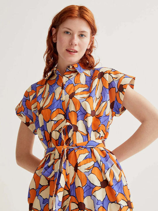 Summer Midi Shirt Dress Multicolour Dress