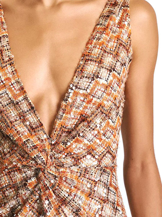Sommer Maxi Abendkleid Off-Shoulder Beige-Orange