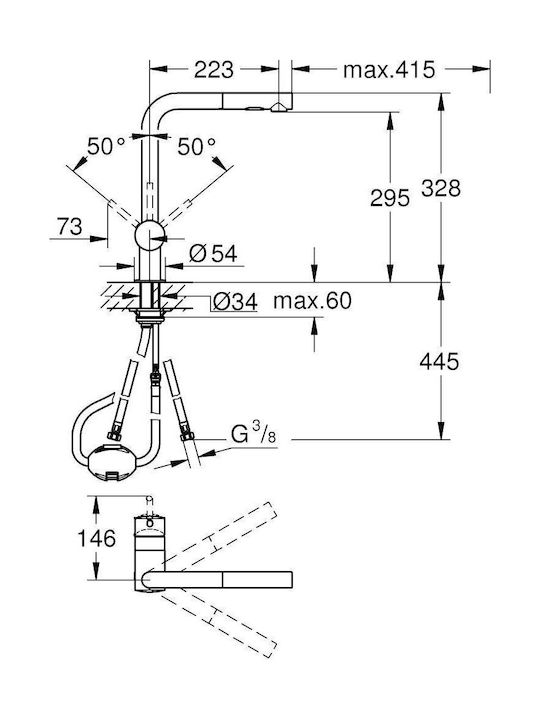 Grohe Küchenarmatur Zähler mit Abnehmbare Dusche Silber Grohe Küchenarmatur Zähler mit Abnehmbare Dusche Silber