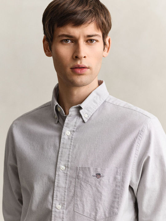 Long Sleeve Cotton Shirt in Regular Fit Gray