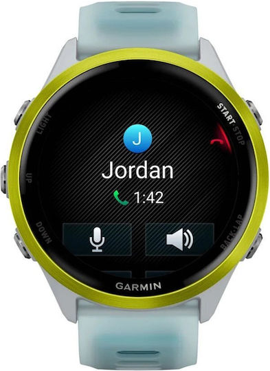 Garmin Forerunner 570 Aluminum 47mm Waterproof Smartwatch with Heart Rate Monitor (Amp Yellow Aluminum with Translucent Whitestone/Turquoise Band)