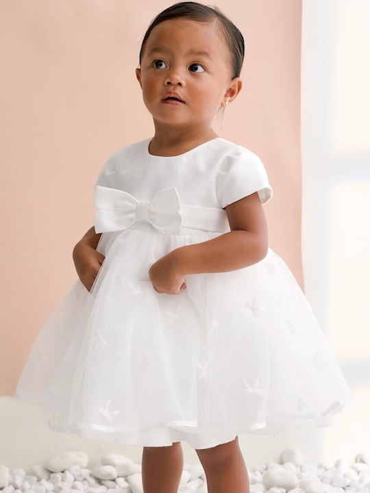 Mädchenkleid Kurzärmelig Tüll Beige