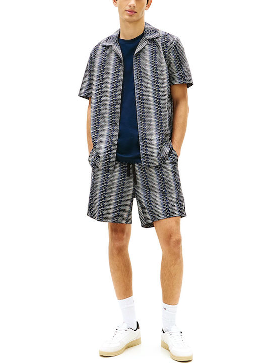 Men's Denim Bermuda Shorts White-Black-Blue