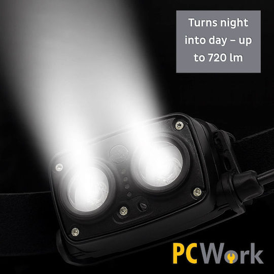 Pcwork Rechargeable LED Head Flashlight with Maximum Brightness 200lm