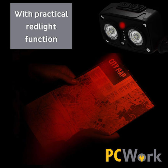 Pcwork Rechargeable LED Head Flashlight with Maximum Brightness 200lm