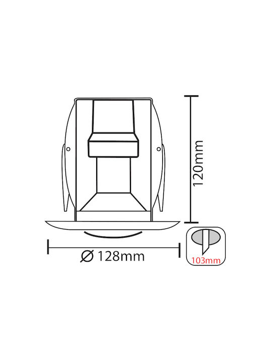 Ceiling Round Recessed Spot with E27 Bulb Base Black 80x80cm