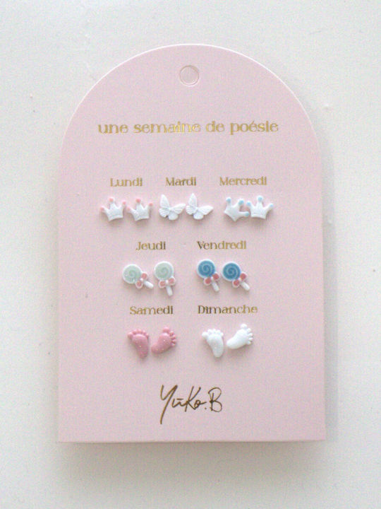 Set Cercei Copii 7 Perechi Tema Baby Shower Otel Inoxidabil & Ceramic Fără Nichel