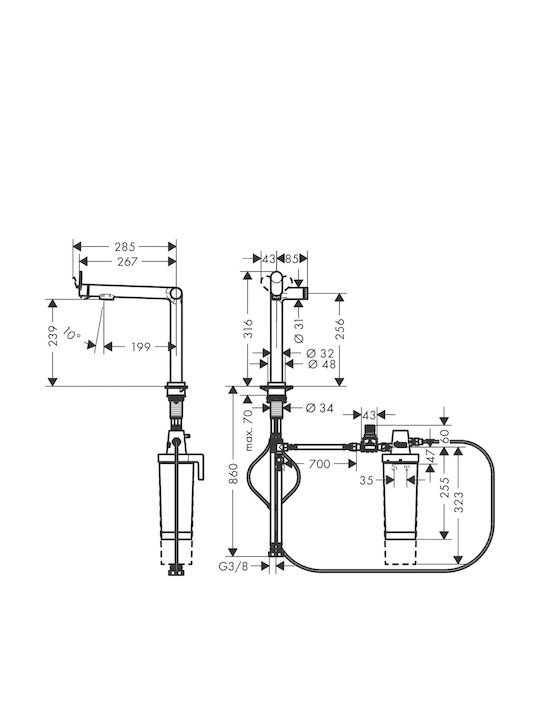 Hansgrohe Küchenarmatur Zähler Silber