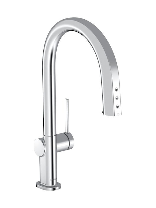 Hansgrohe Aqittura M91 Μπαταρία Κουζίνας Πάγκου με Αποσπώμενο Ντουζ Ασημί