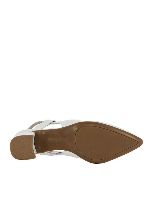 Leather Heels with Medium Heel White