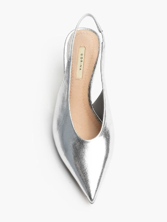 Leather Heels with Medium Heel Silver