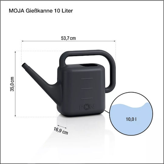 Lechuza Moja Watering Can 54x17x35cm 10lt Plastic Gray Made In Germany