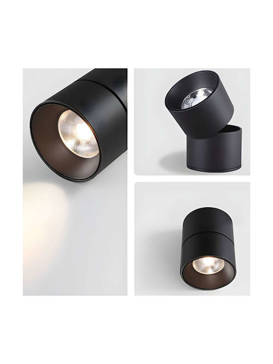 Atman LED Θερμό Λευκό Σποτ σε Μαύρο Χρώμα