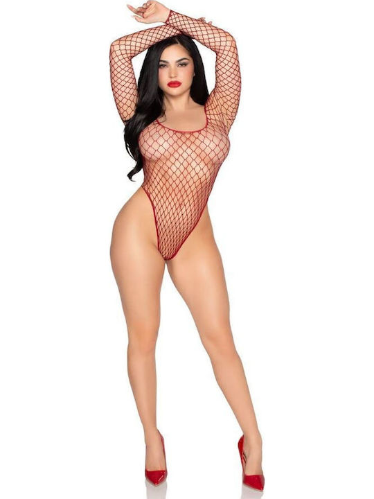 Leg Avenue Sexy Mesh Red Bodysuit