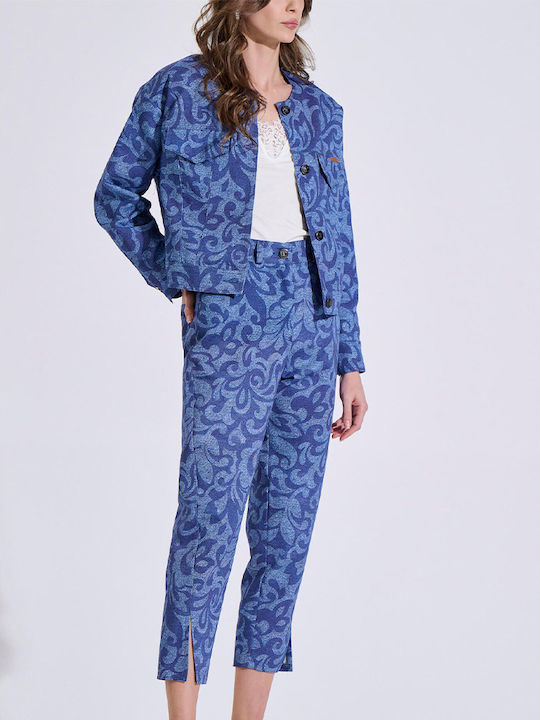 Women's Blue Kit with Trousers in Carrot Fit