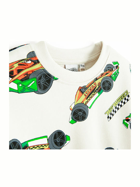 Kids Sweatpants Set Beige 2 Pieces Hot Wheels