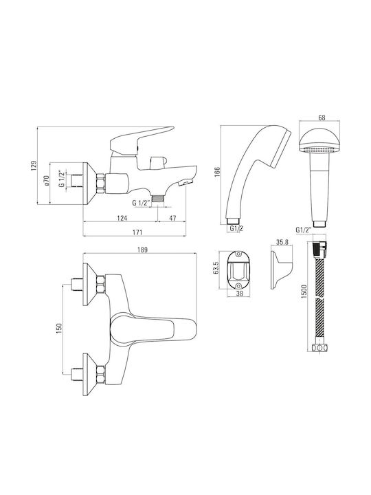 Deante Baterie Amestecare Dus Termostatic Set Complet