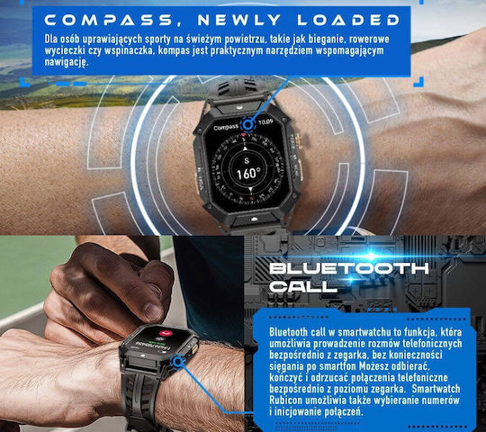 Rubicon Smartwatch Rncf24 Gray Silicone Bt Call Conversations