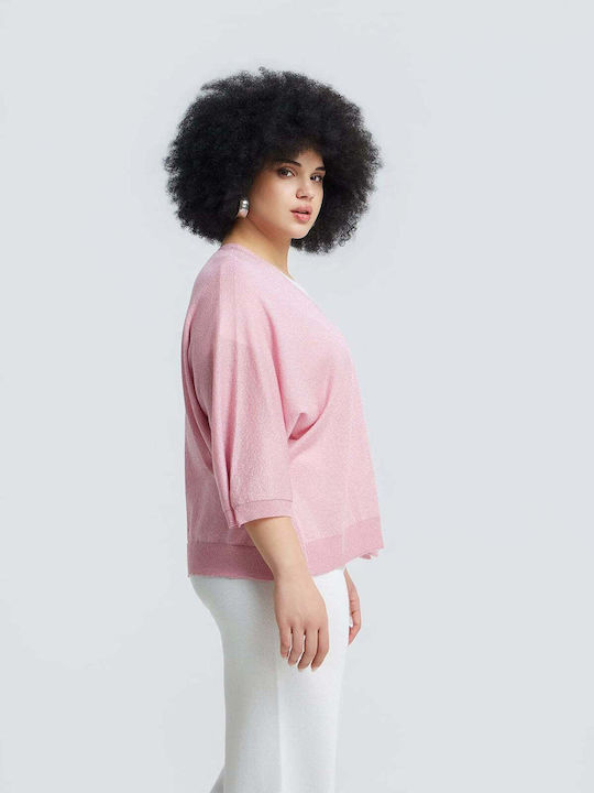 Women's Knitted Cardigan In Pink Color