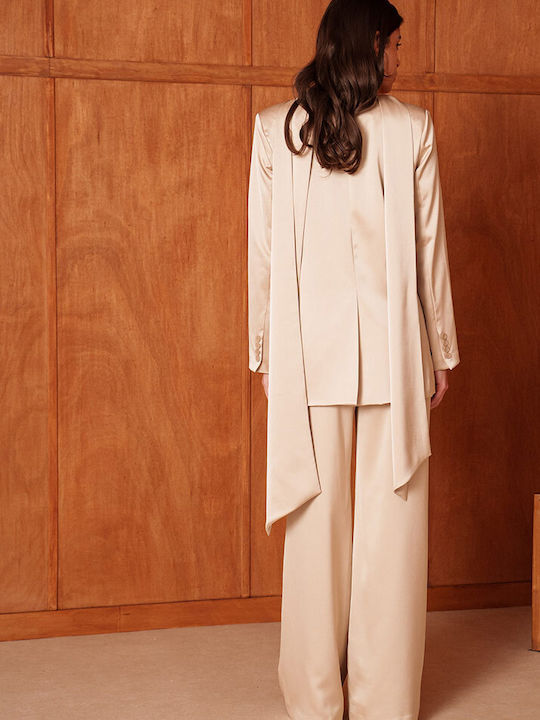 Cuca Damen Tailliertes Blazer Beige/Gold