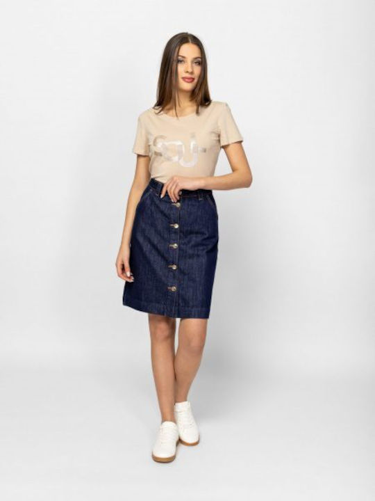 Denim Midi Skirt D.k Blue Denim