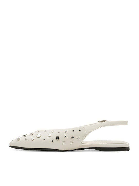 Damen Ballerinas Slingback Mit Riemen in Weiß Farbe