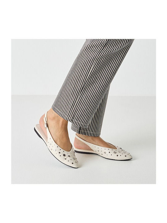 Damen Ballerinas Slingback Mit Riemen in Weiß Farbe
