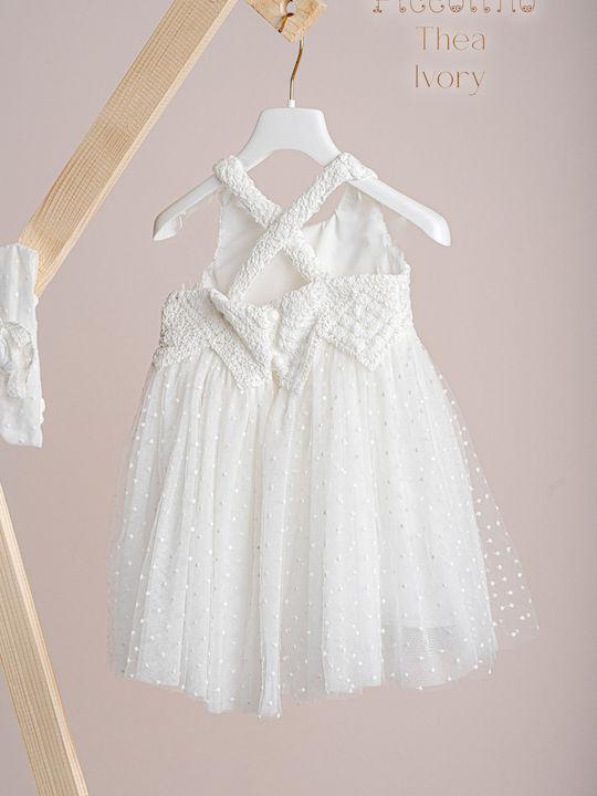 Piccolino Thea White Baptism Dress DR25S153 Ivory