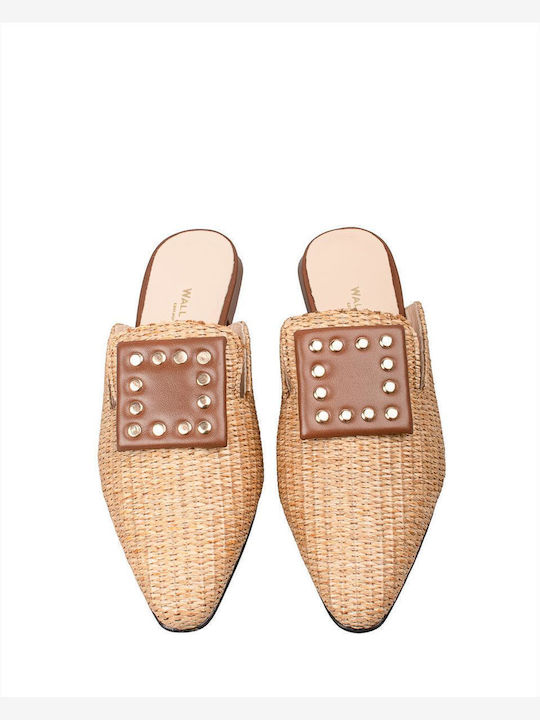 Mules With Heel In Beige Colour