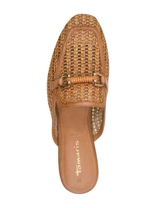 Mules with Heel in Tabac Brown Colour