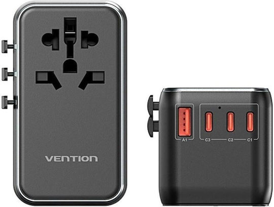 Vention Αντάπτορας Πρίζας σε Universal με 4 Θύρες USB