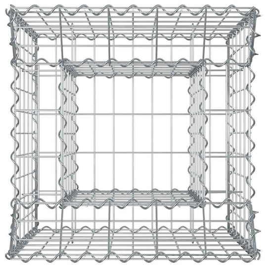 vidaXL Gabion Box Pentru Gard De Grădină Din Oțel 50x50x60 Cm Argintiu
