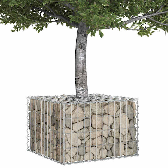 vidaXL Gabion Box Pentru Gard De Grădină Din Oțel 60x60x40 Cm Argintiu