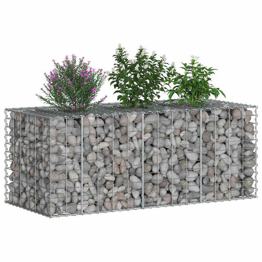vidaXL Gabion Box Pentru Garduri De Grădină Din Oțel 140x60x55 Cm Argintiu