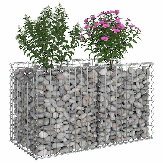 vidaXL Gabion Box Pentru Gard De Grădină Din Oțel 100x50x60 Cm Argintiu