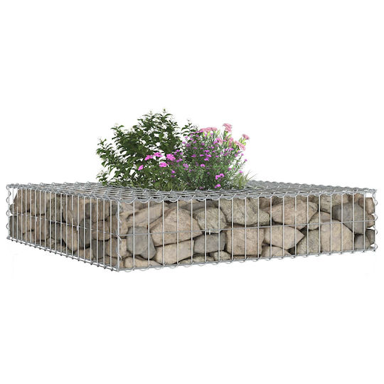 vidaXL Gabion Box Pentru Garduri De Grădină Din Oțel 100x100x20 Cm Argintiu