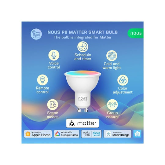 Nous Smart Λάμπες LED για Ντουί GU10 RGB 2τμχ