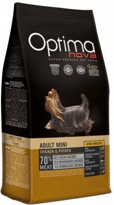 Optimanova Adult Mini 2кг Суха Храна без Зърнени храни за Възрастни Кучета от Малки Породи с Пилешко и Картофи