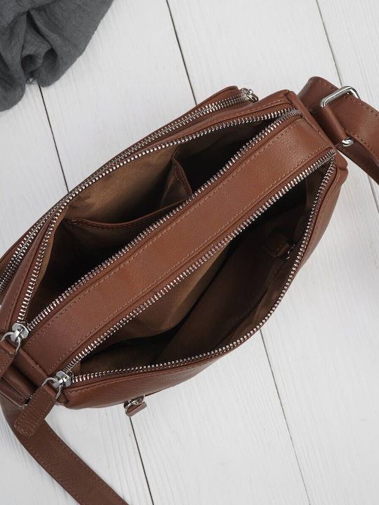 Leder Damen Schultertasche Silber