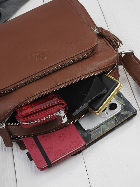 Leder Damen Schultertasche Silber