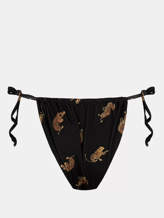 Bikini Bottoms Slip with Laces Leopard