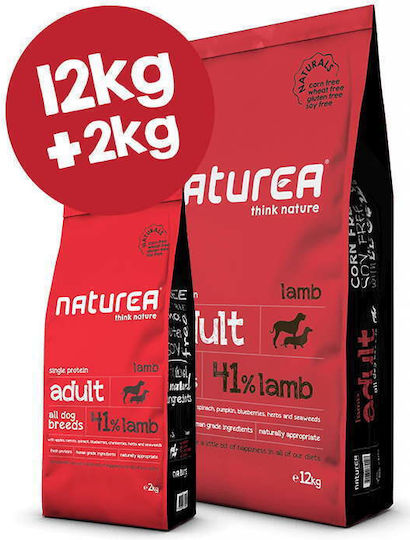 Naturea 12kg Ξηρά Τροφή Διαίτης, χωρίς Γλουτένη για Ενήλικους Σκύλους με Αρνί και Κρέας
