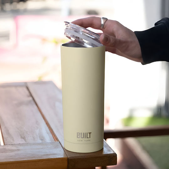Built Thermal Ποτήρι Θερμός Ανοξείδωτο BPA Free 590ml Μπεζ με Επιστόμιο