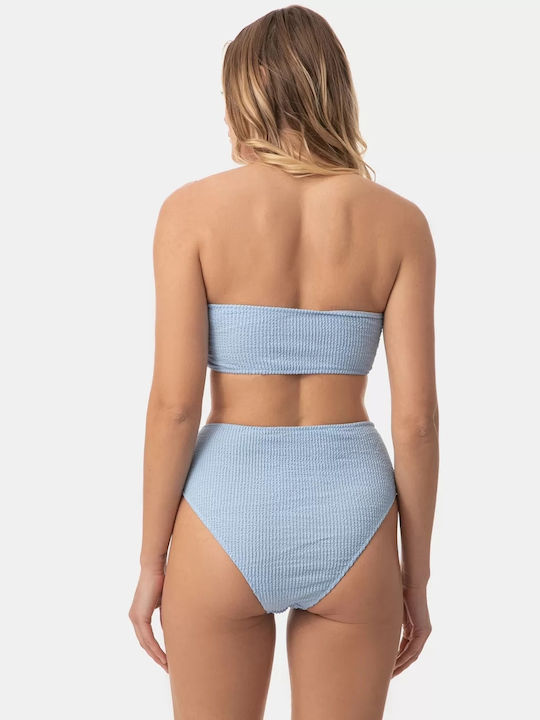 Set Bikini Hohe Taille Hellblau